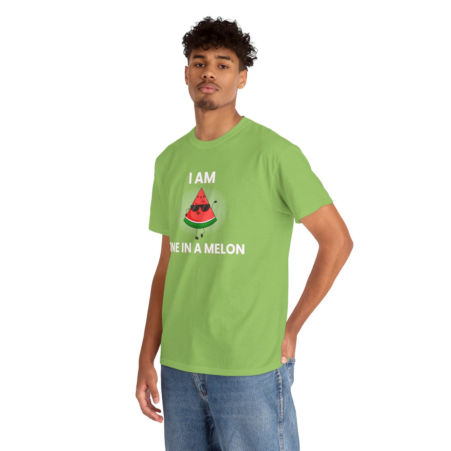 Funny Watermelon T-Shirt - I Am One in a Melon - Unisex Heavy Cotton Tee