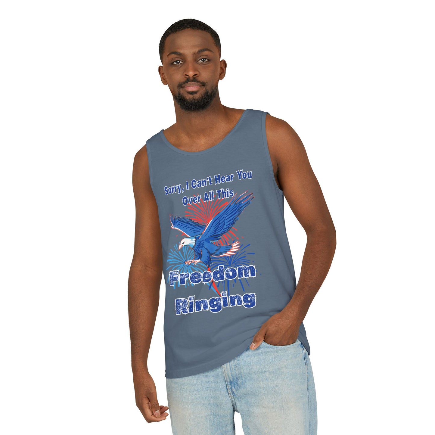 Patriotic Freedom Tank Top - Unisex Garment-Dyed Design for Summer Celebrations