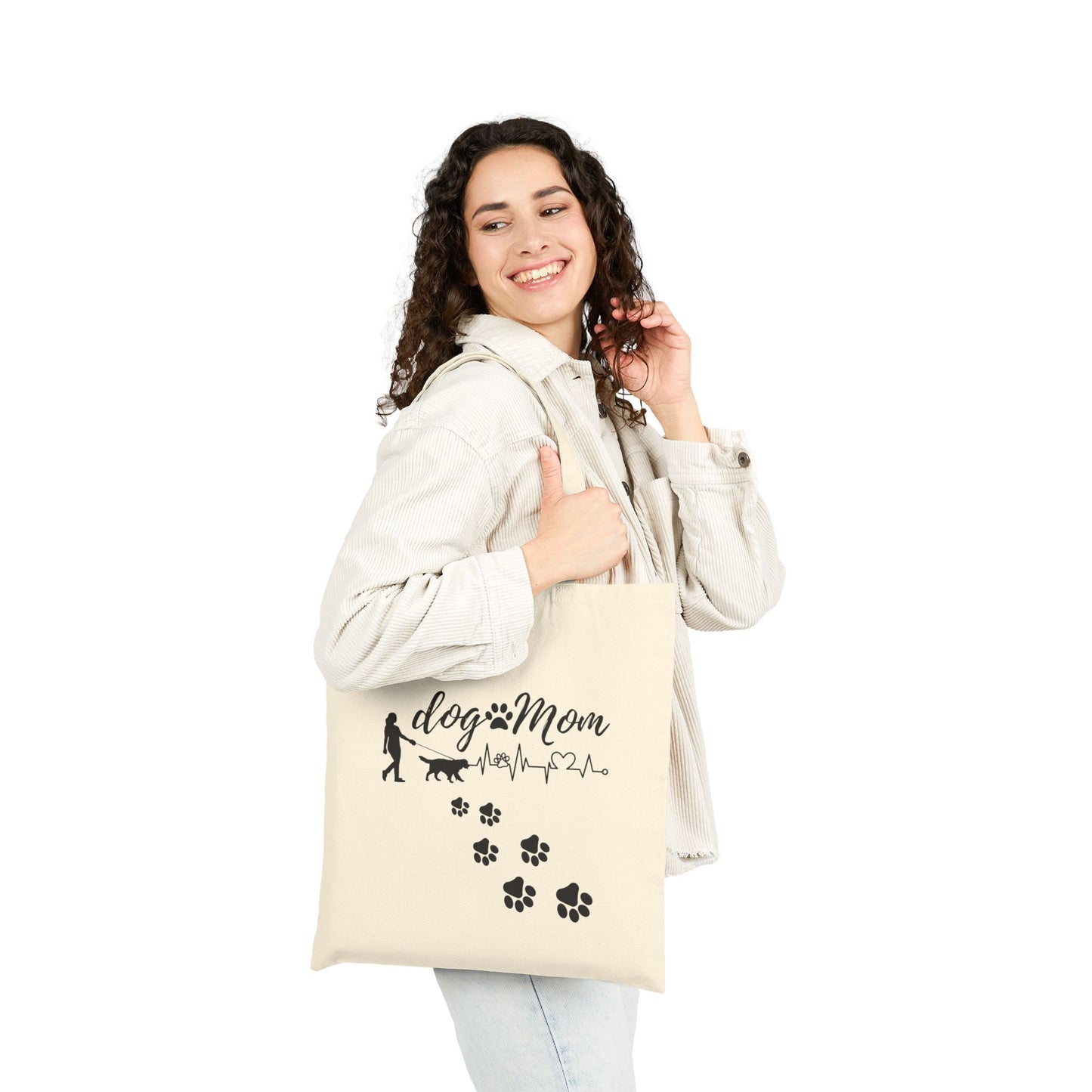 Dog Mom Cotton Canvas Tote Bag - Pet Lover's Eco-Friendly Bag