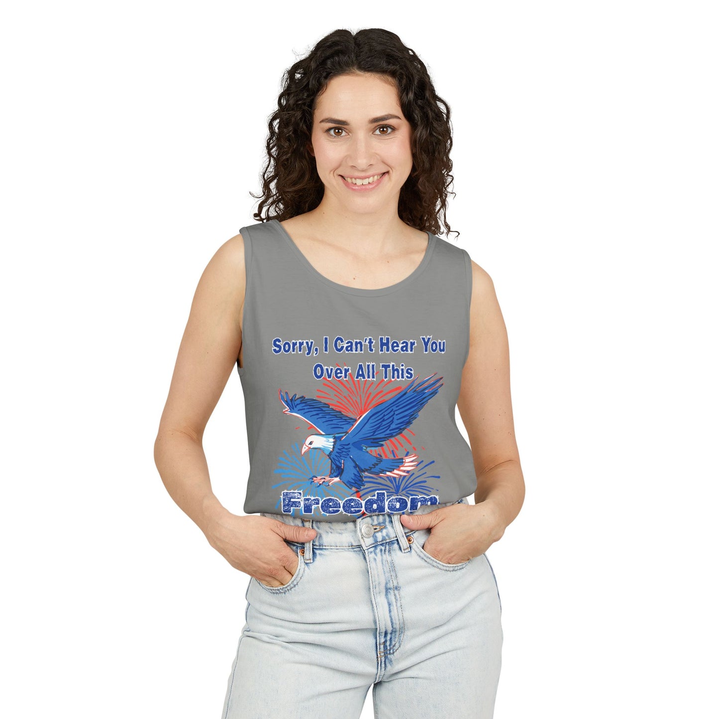 Patriotic Freedom Tank Top - Unisex Garment-Dyed Design for Summer Celebrations