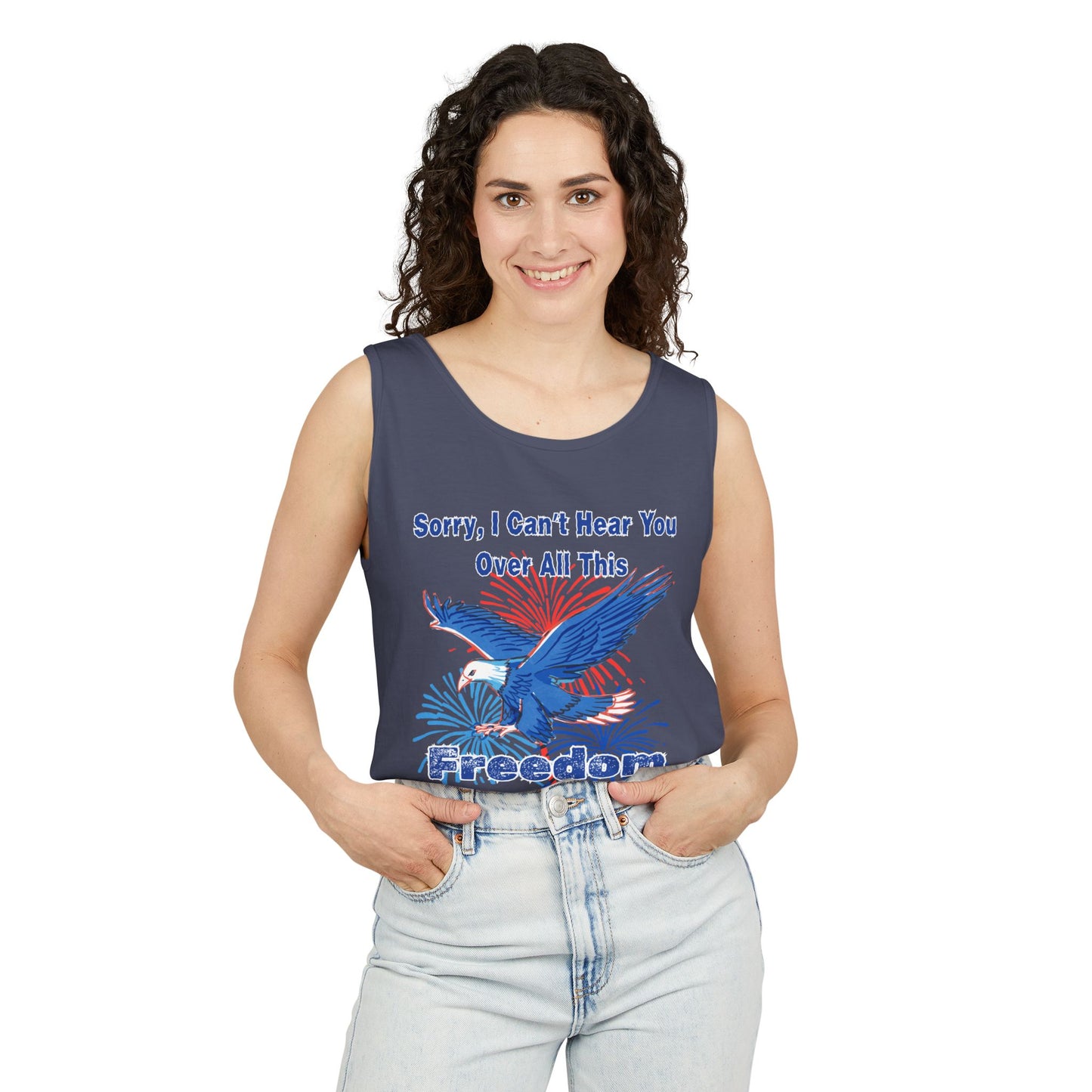 Patriotic Freedom Tank Top - Unisex Garment-Dyed Design for Summer Celebrations
