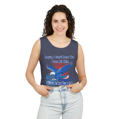 Patriotic Freedom Tank Top - Unisex Garment-Dyed Design for Summer Celebrations
