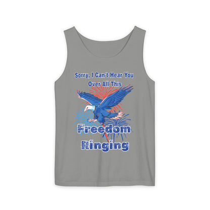 Patriotic Freedom Tank Top - Unisex Garment-Dyed Design for Summer Celebrations