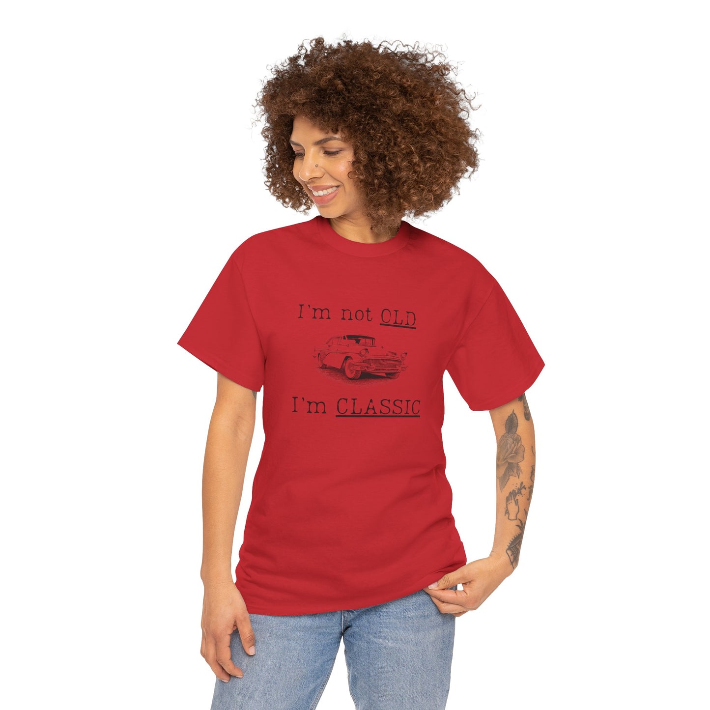 Vintage Car Classic Tee - "I'm Not OLD I'm CLASSIC" Unisex Heavy Cotton T-Shirt