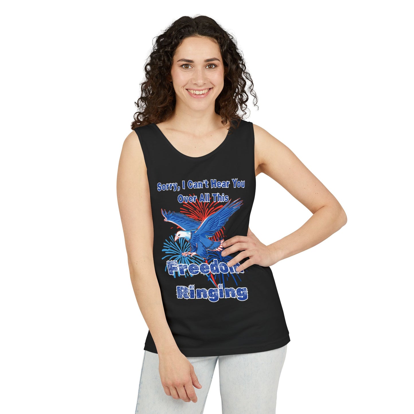 Patriotic Freedom Tank Top - Unisex Garment-Dyed Design for Summer Celebrations