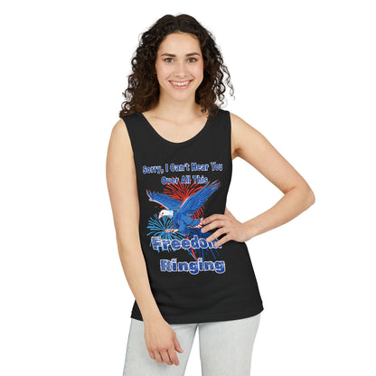 Patriotic Freedom Tank Top - Unisex Garment-Dyed Design for Summer Celebrations