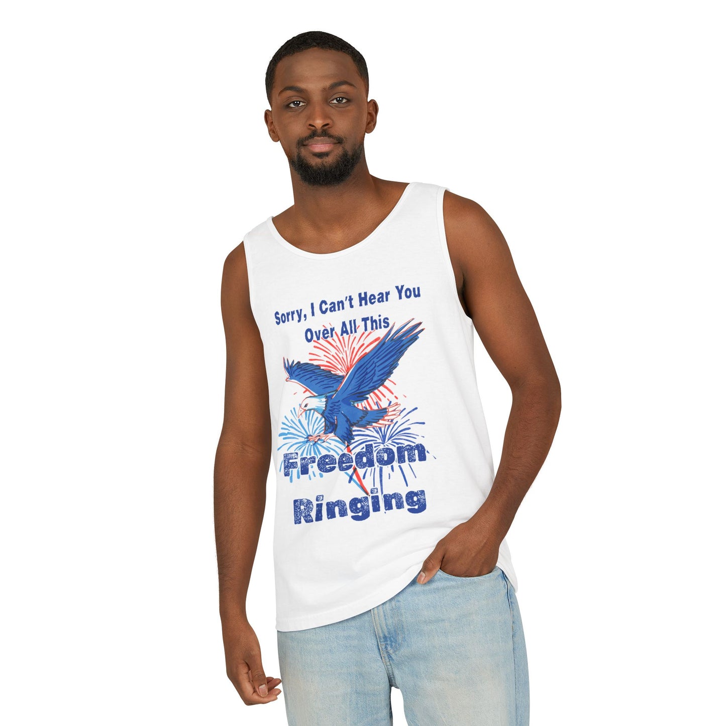 Patriotic Freedom Tank Top - Unisex Garment-Dyed Design for Summer Celebrations