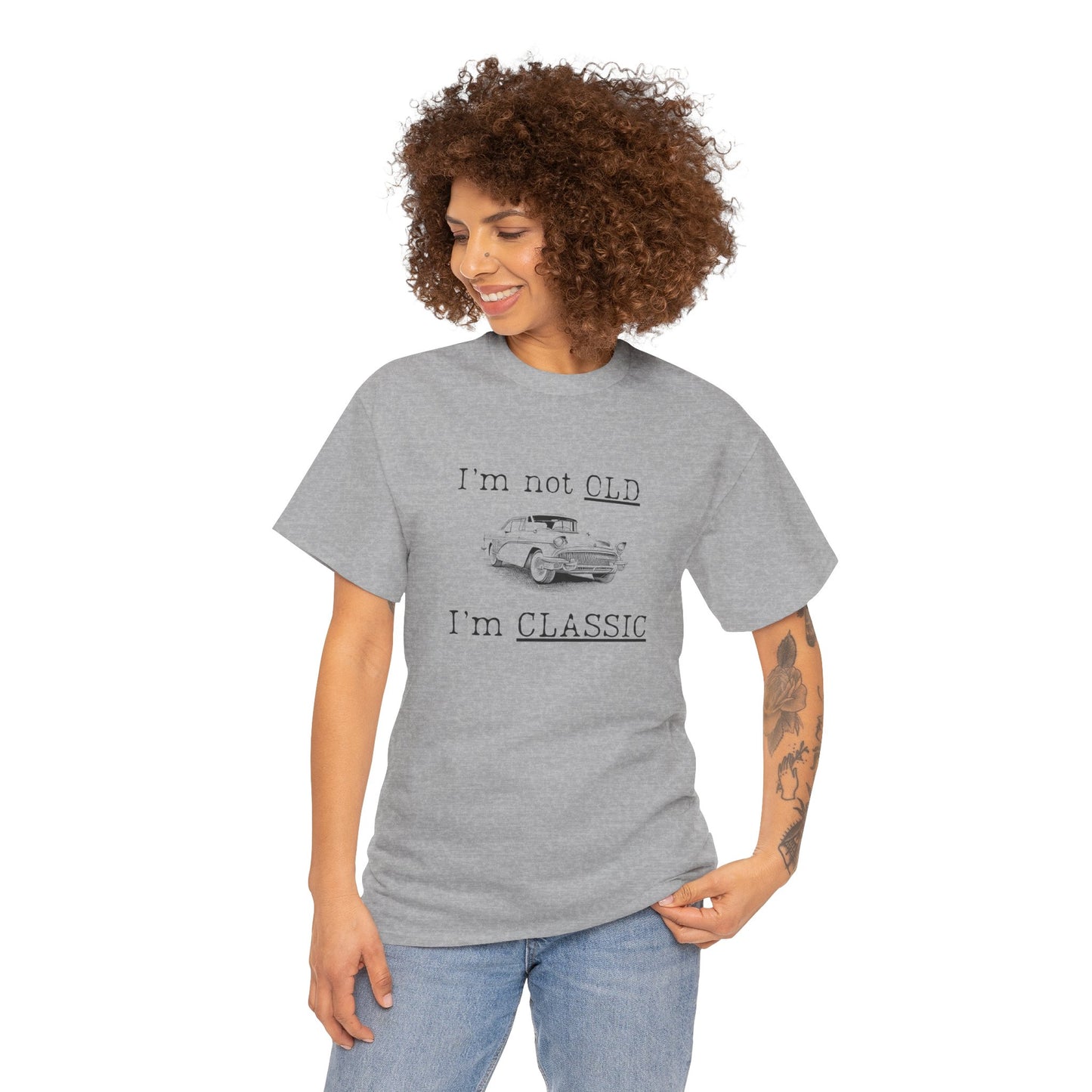 Vintage Car Classic Tee - "I'm Not OLD I'm CLASSIC" Unisex Heavy Cotton T-Shirt