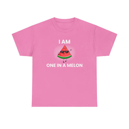 Funny Watermelon T-Shirt - I Am One in a Melon - Unisex Heavy Cotton Tee