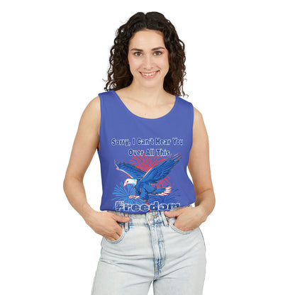 Patriotic Freedom Tank Top - Unisex Garment-Dyed Design for Summer Celebrations