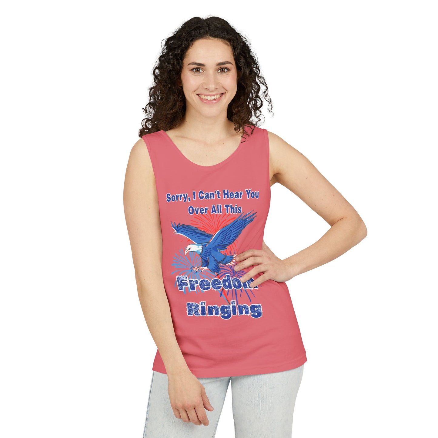 Patriotic Freedom Tank Top - Unisex Garment-Dyed Design for Summer Celebrations