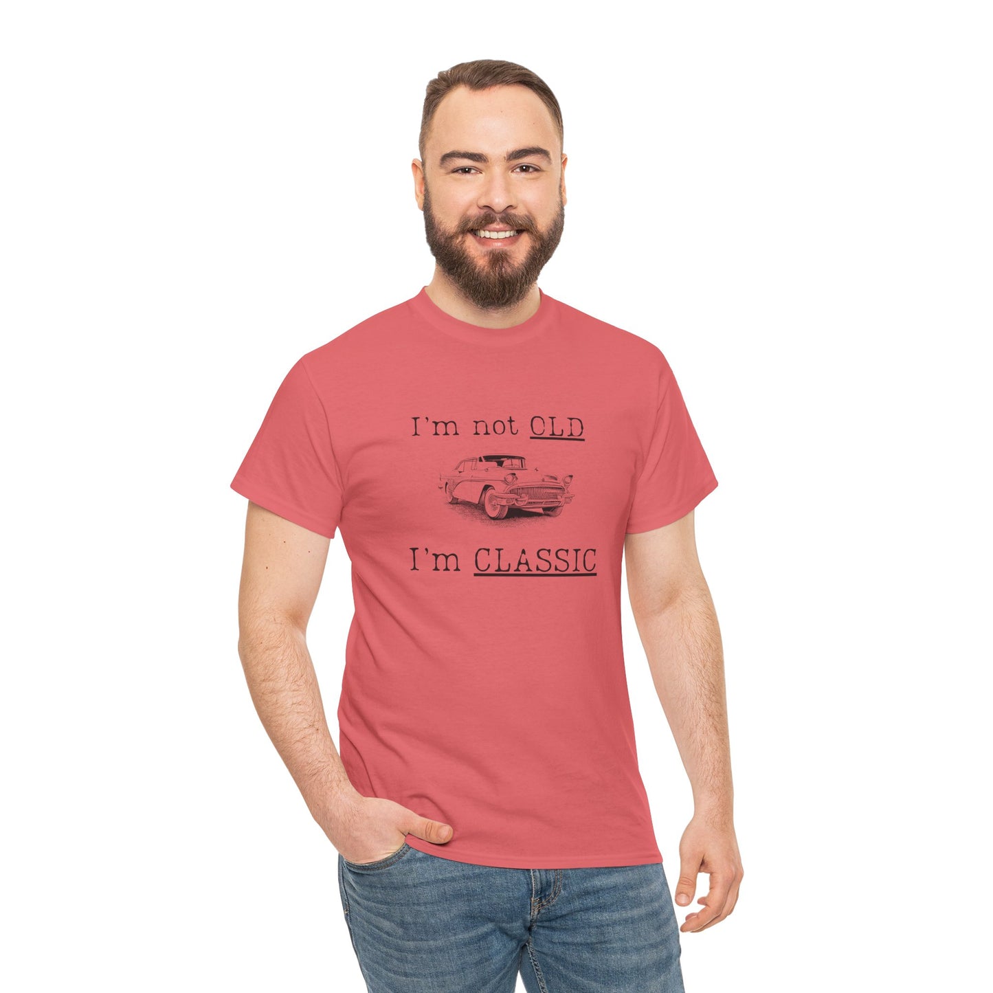 Vintage Car Classic Tee - "I'm Not OLD I'm CLASSIC" Unisex Heavy Cotton T-Shirt