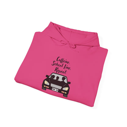 Caffeine, Car, Time Repeat Hoodie | Cozy Unisex Sweatshirt for Coffee Lovers
