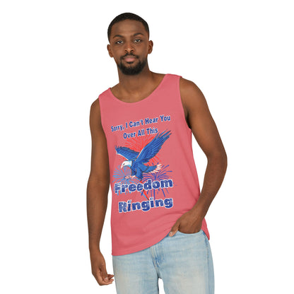 Patriotic Freedom Tank Top - Unisex Garment-Dyed Design for Summer Celebrations