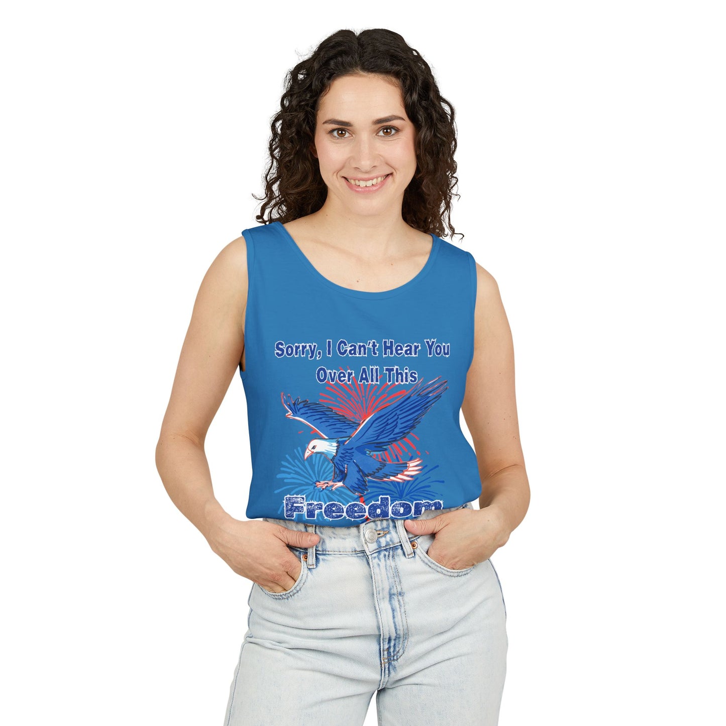 Patriotic Freedom Tank Top - Unisex Garment-Dyed Design for Summer Celebrations