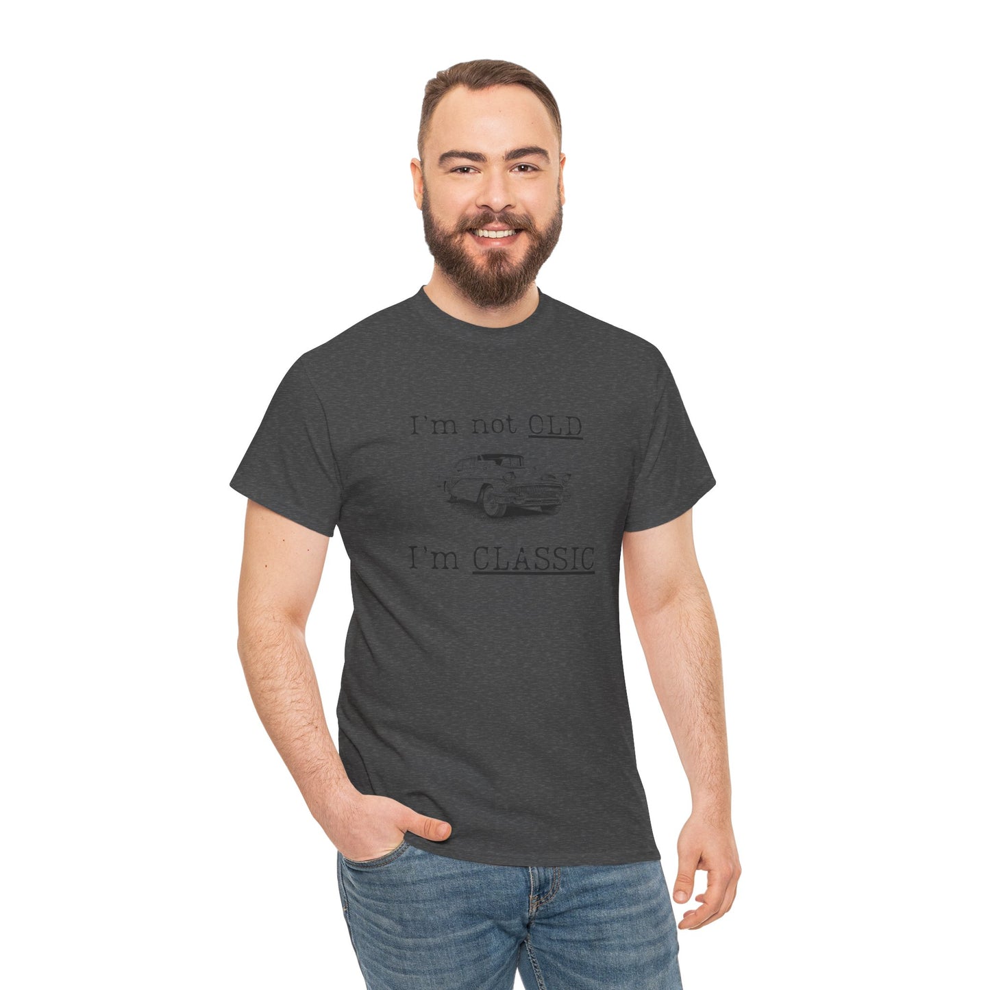 Vintage Car Classic Tee - "I'm Not OLD I'm CLASSIC" Unisex Heavy Cotton T-Shirt