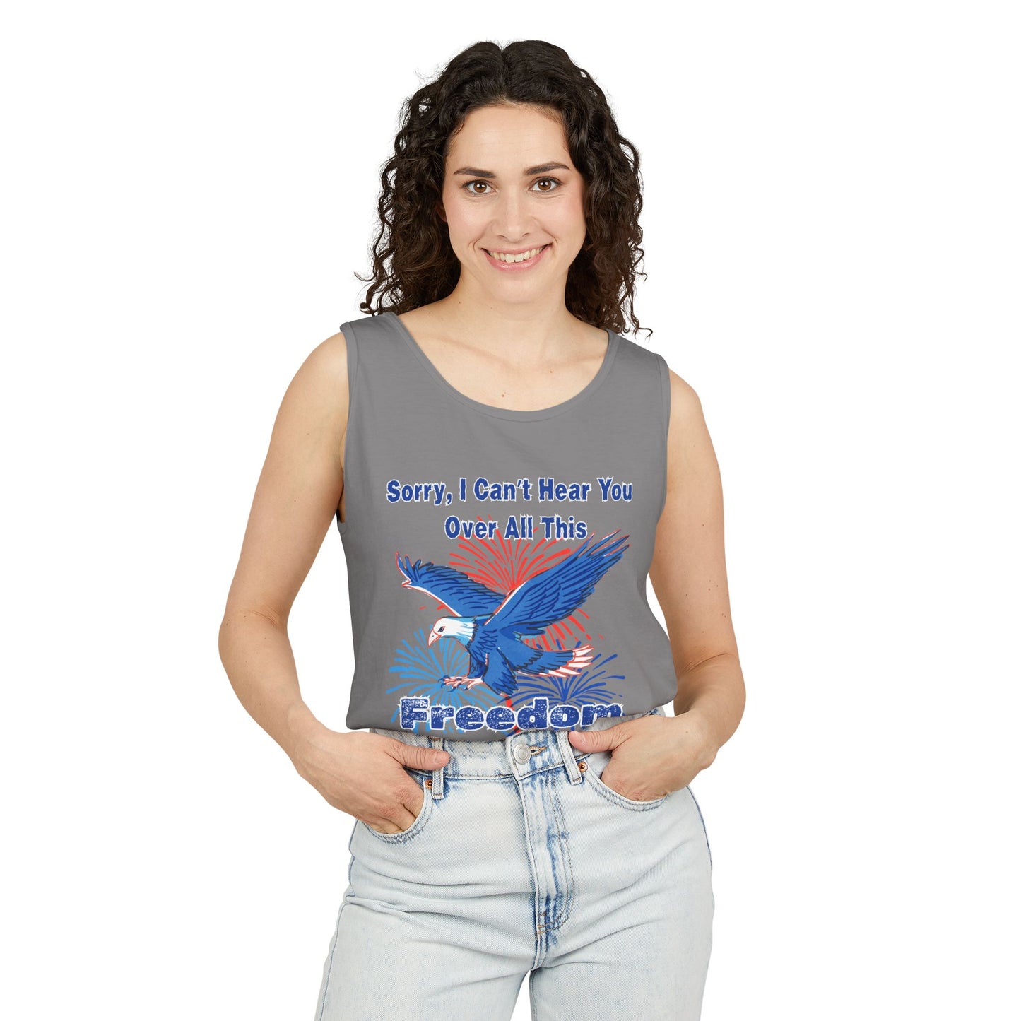 Patriotic Freedom Tank Top - Unisex Garment-Dyed Design for Summer Celebrations