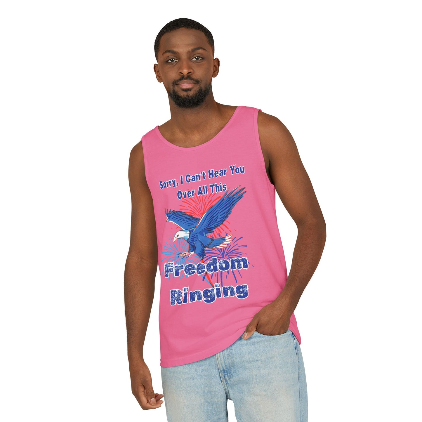 Patriotic Freedom Tank Top - Unisex Garment-Dyed Design for Summer Celebrations