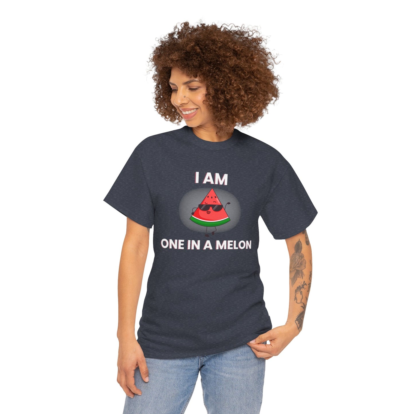 Funny Watermelon T-Shirt - I Am One in a Melon - Unisex Heavy Cotton Tee