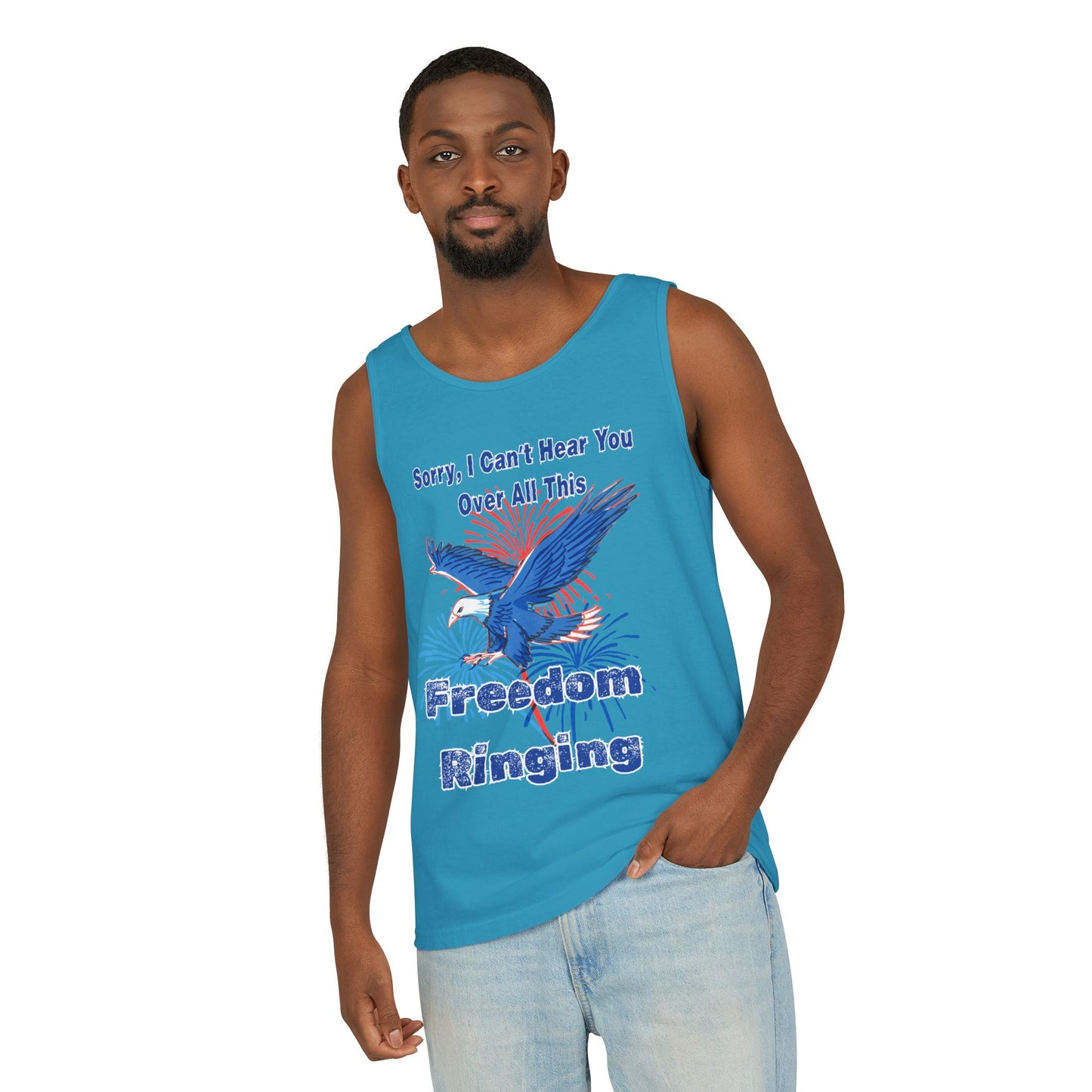 Patriotic Freedom Tank Top - Unisex Garment-Dyed Design for Summer Celebrations