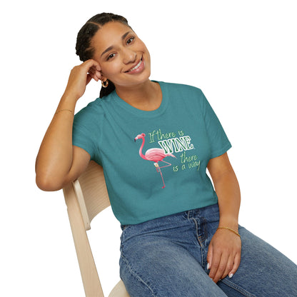 If there is wine there is a way, Unisex Softstyle T-Shirt