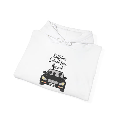 Caffeine, Car, Time Repeat Hoodie | Cozy Unisex Sweatshirt for Coffee Lovers