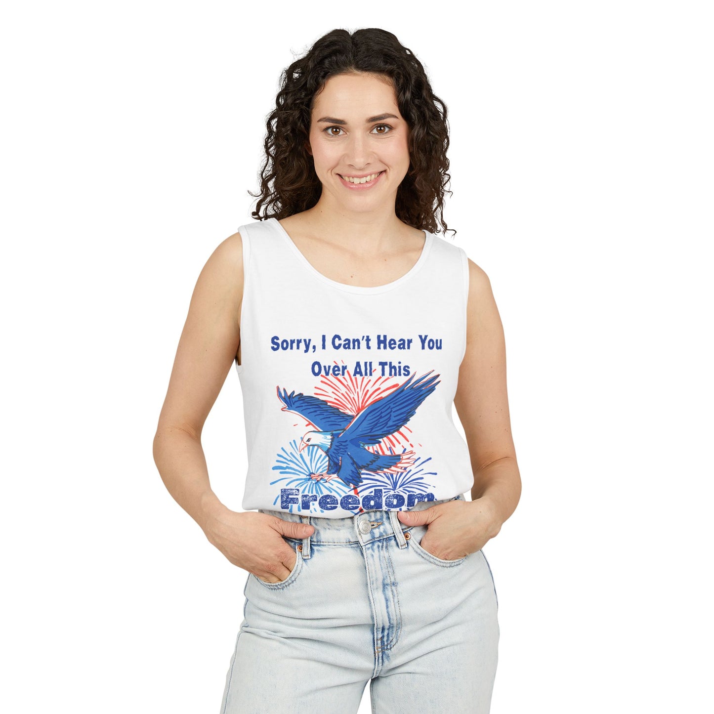 Patriotic Freedom Tank Top - Unisex Garment-Dyed Design for Summer Celebrations