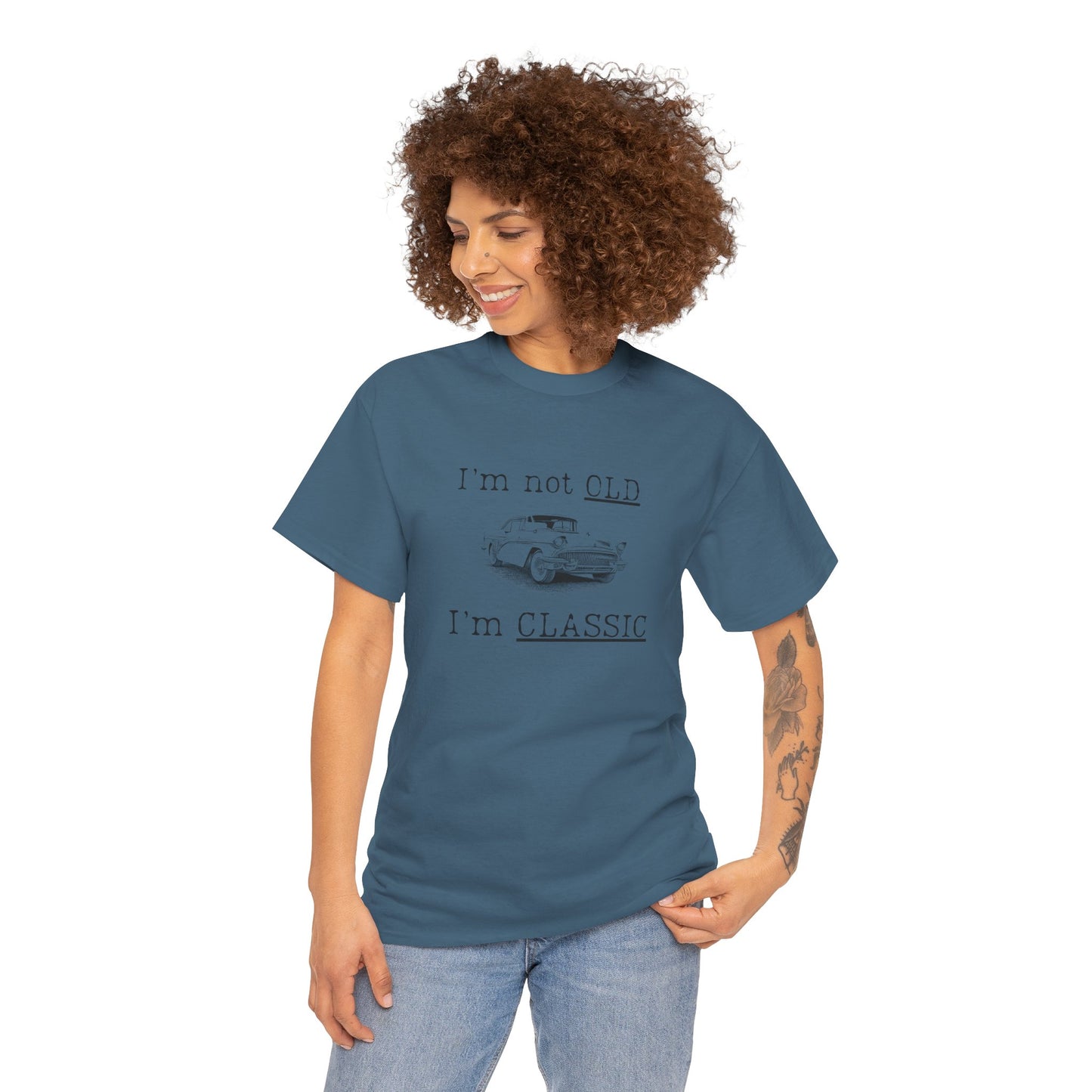 Vintage Car Classic Tee - "I'm Not OLD I'm CLASSIC" Unisex Heavy Cotton T-Shirt