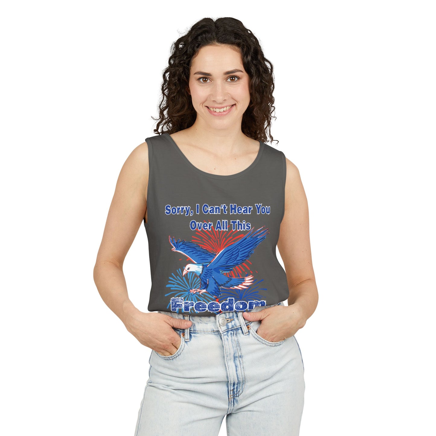Patriotic Freedom Tank Top - Unisex Garment-Dyed Design for Summer Celebrations