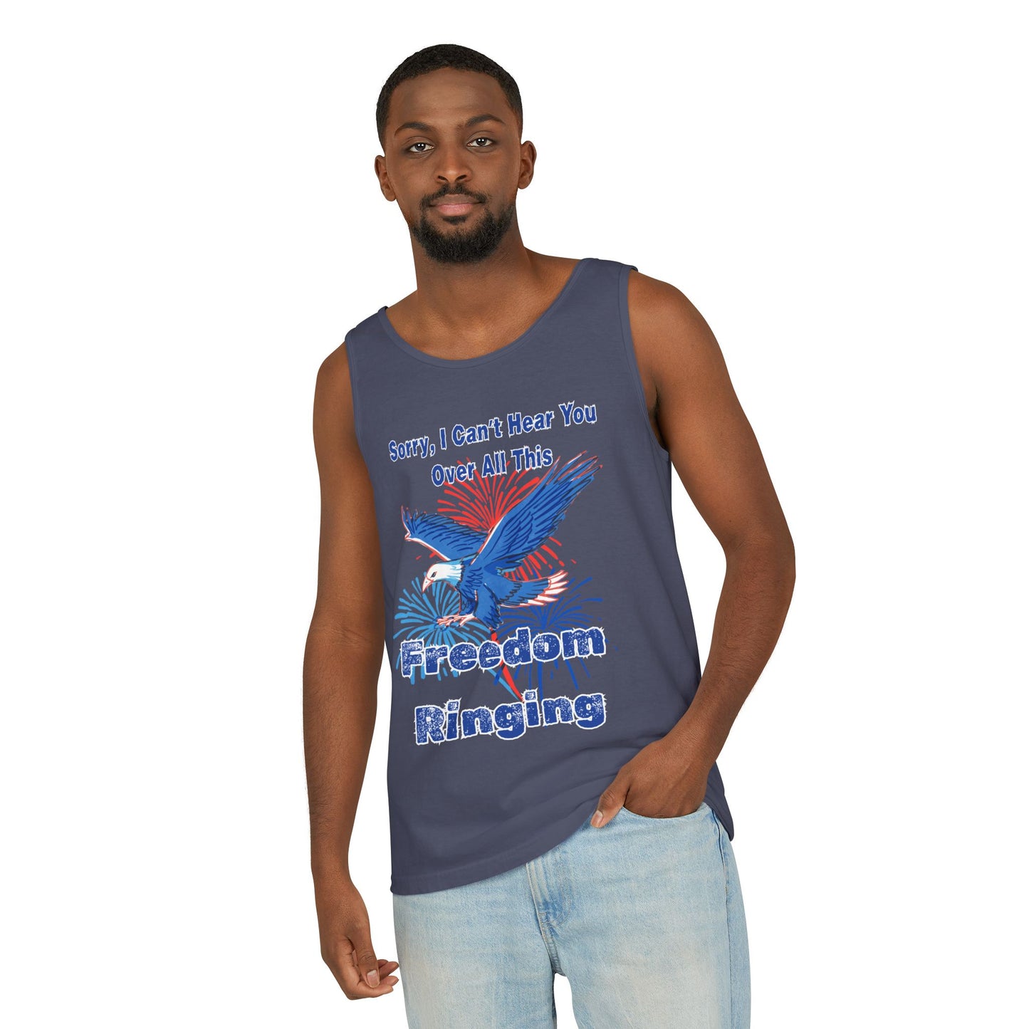 Patriotic Freedom Tank Top - Unisex Garment-Dyed Design for Summer Celebrations