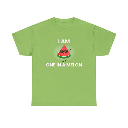Funny Watermelon T-Shirt - I Am One in a Melon - Unisex Heavy Cotton Tee
