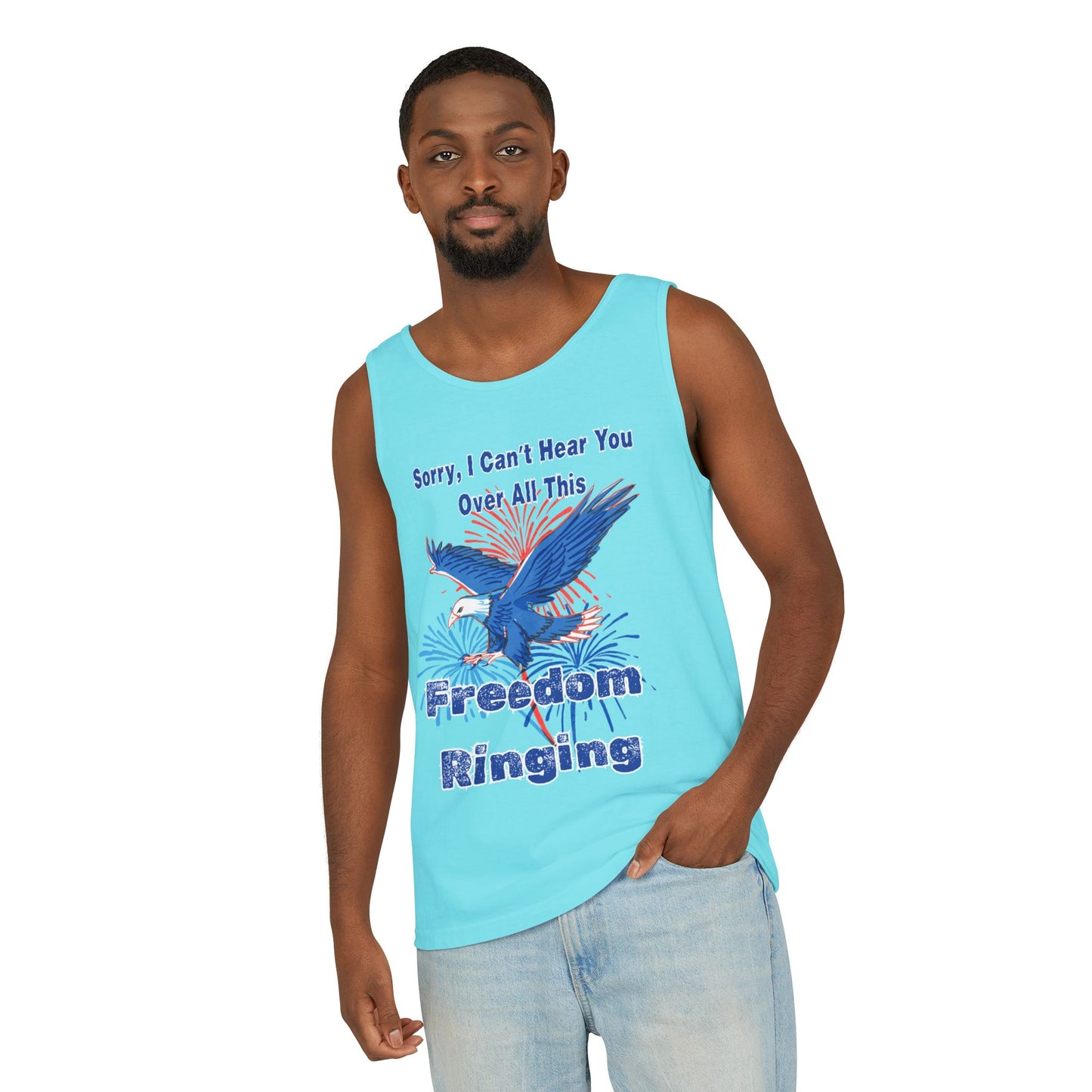 Patriotic Freedom Tank Top - Unisex Garment-Dyed Design for Summer Celebrations