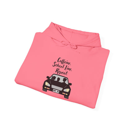 Caffeine, Car, Time Repeat Hoodie | Cozy Unisex Sweatshirt for Coffee Lovers