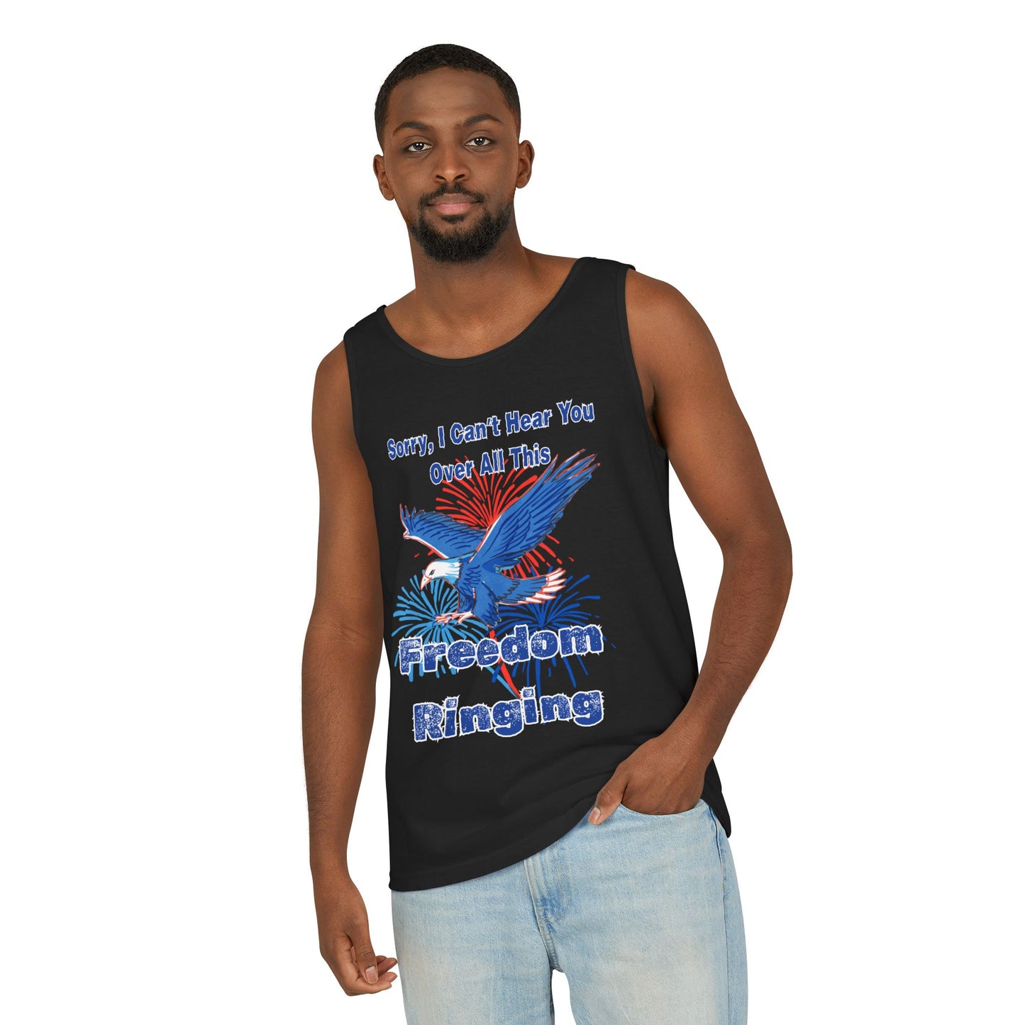 Patriotic Freedom Tank Top - Unisex Garment-Dyed Design for Summer Celebrations
