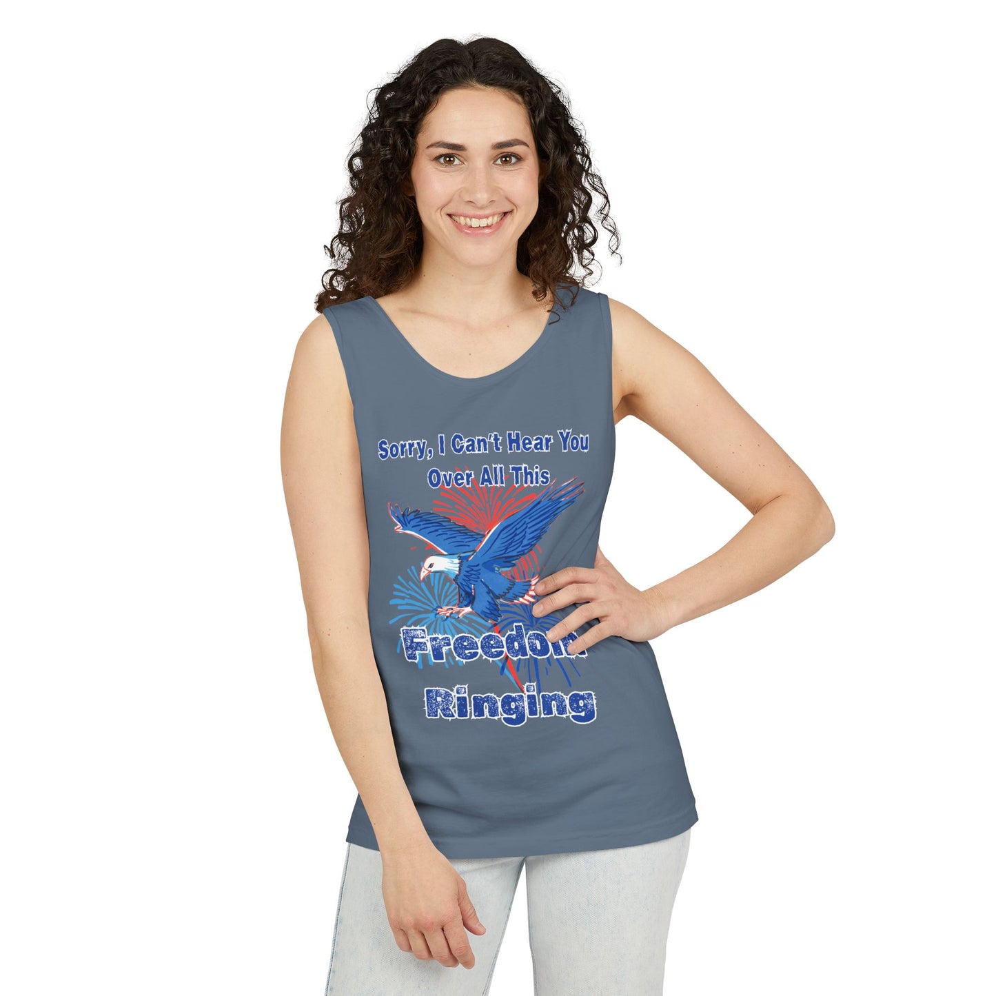 Patriotic Freedom Tank Top - Unisex Garment-Dyed Design for Summer Celebrations