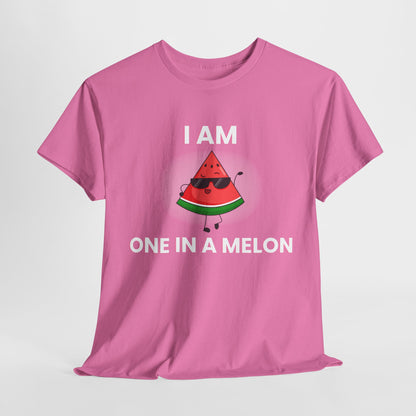 Funny Watermelon T-Shirt - I Am One in a Melon - Unisex Heavy Cotton Tee