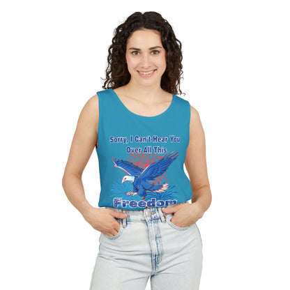 Patriotic Freedom Tank Top - Unisex Garment-Dyed Design for Summer Celebrations