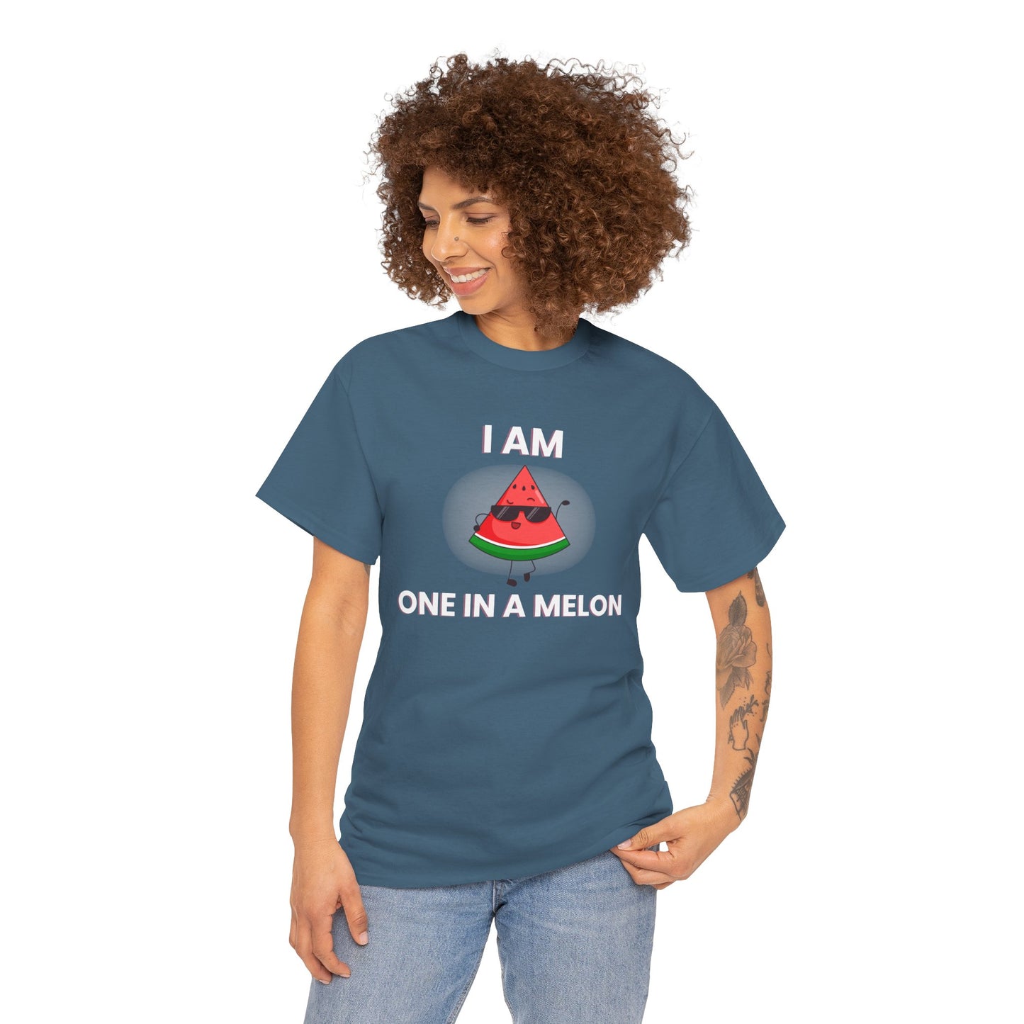 Funny Watermelon T-Shirt - I Am One in a Melon - Unisex Heavy Cotton Tee