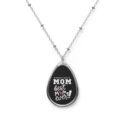 Mother's Day / World's Best Mom Necklace - Oval Pendant Jewelry Gift for Mother's Day