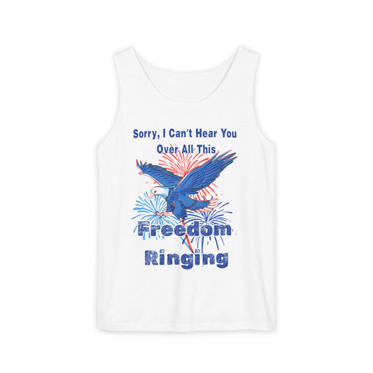 Patriotic Freedom Tank Top - Unisex Garment-Dyed Design for Summer Celebrations