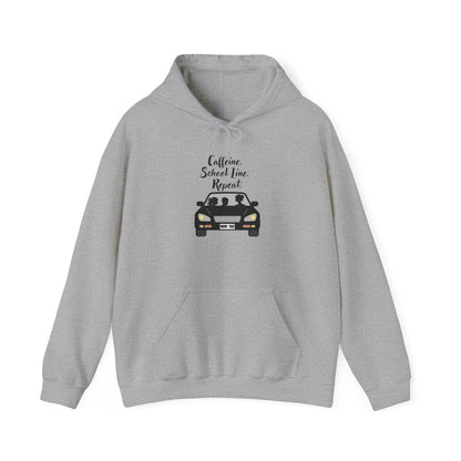 Caffeine, Car, Time Repeat Hoodie | Cozy Unisex Sweatshirt for Coffee Lovers