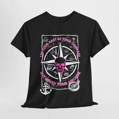 Graphic Tee - Edgy Skull Pink 'Don't Let Your Past Be Your Anchor'