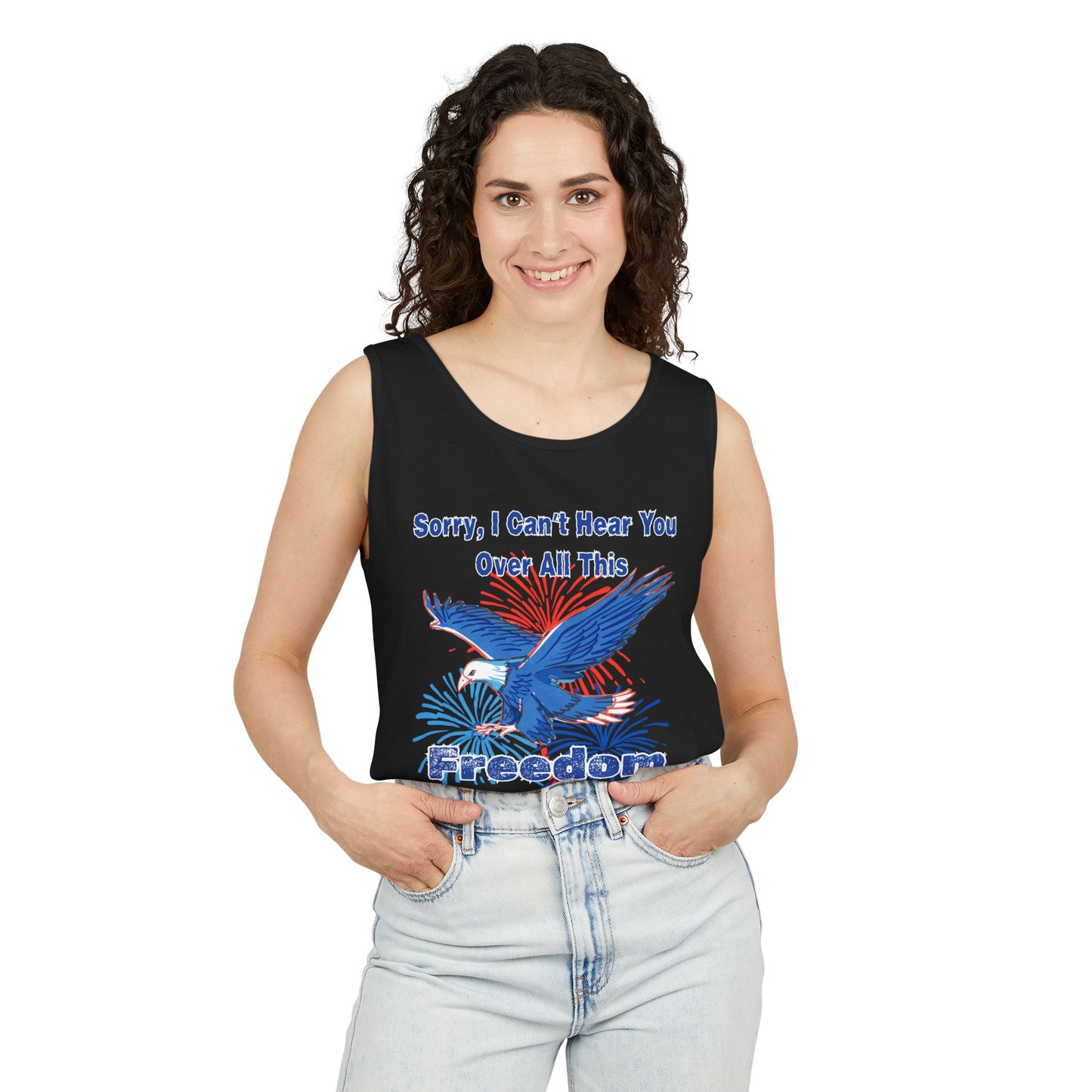 Patriotic Freedom Tank Top - Unisex Garment-Dyed Design for Summer Celebrations