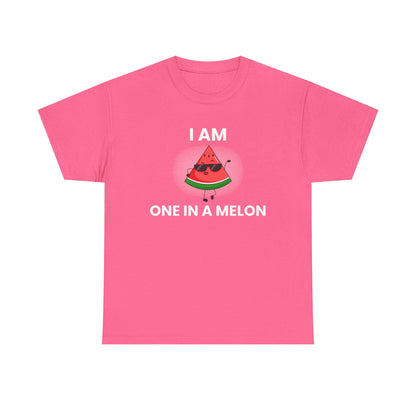 Funny Watermelon T-Shirt - I Am One in a Melon - Unisex Heavy Cotton Tee