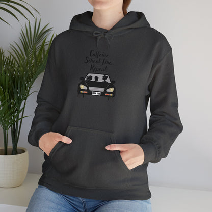 Caffeine, Car, Time Repeat Hoodie | Cozy Unisex Sweatshirt for Coffee Lovers