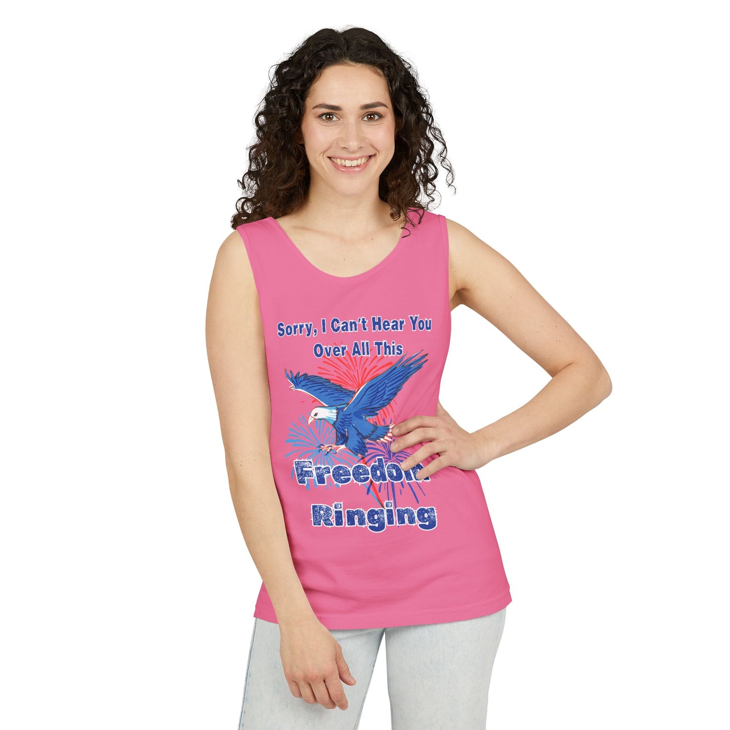 Patriotic Freedom Tank Top - Unisex Garment-Dyed Design for Summer Celebrations