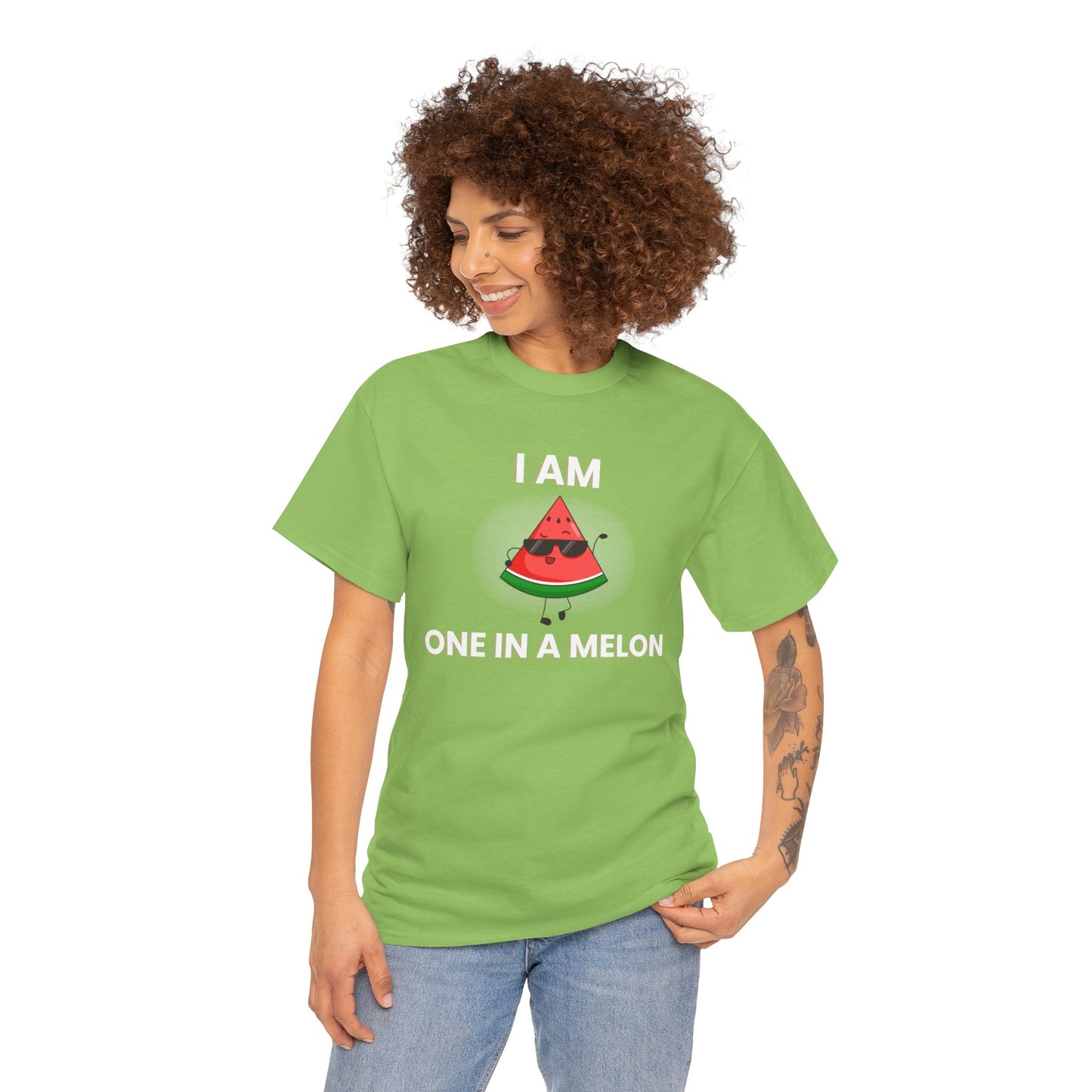 Funny Watermelon T-Shirt - I Am One in a Melon - Unisex Heavy Cotton Tee