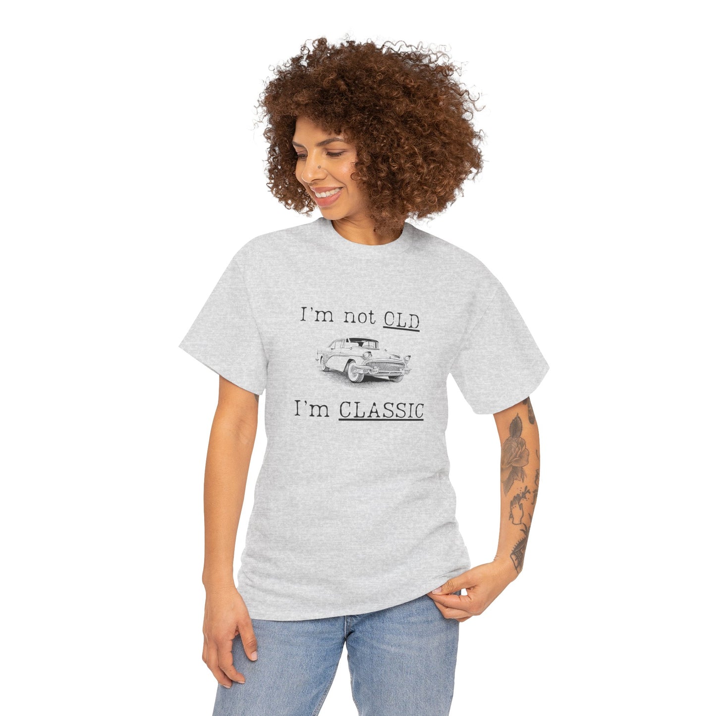 Vintage Car Classic Tee - "I'm Not OLD I'm CLASSIC" Unisex Heavy Cotton T-Shirt