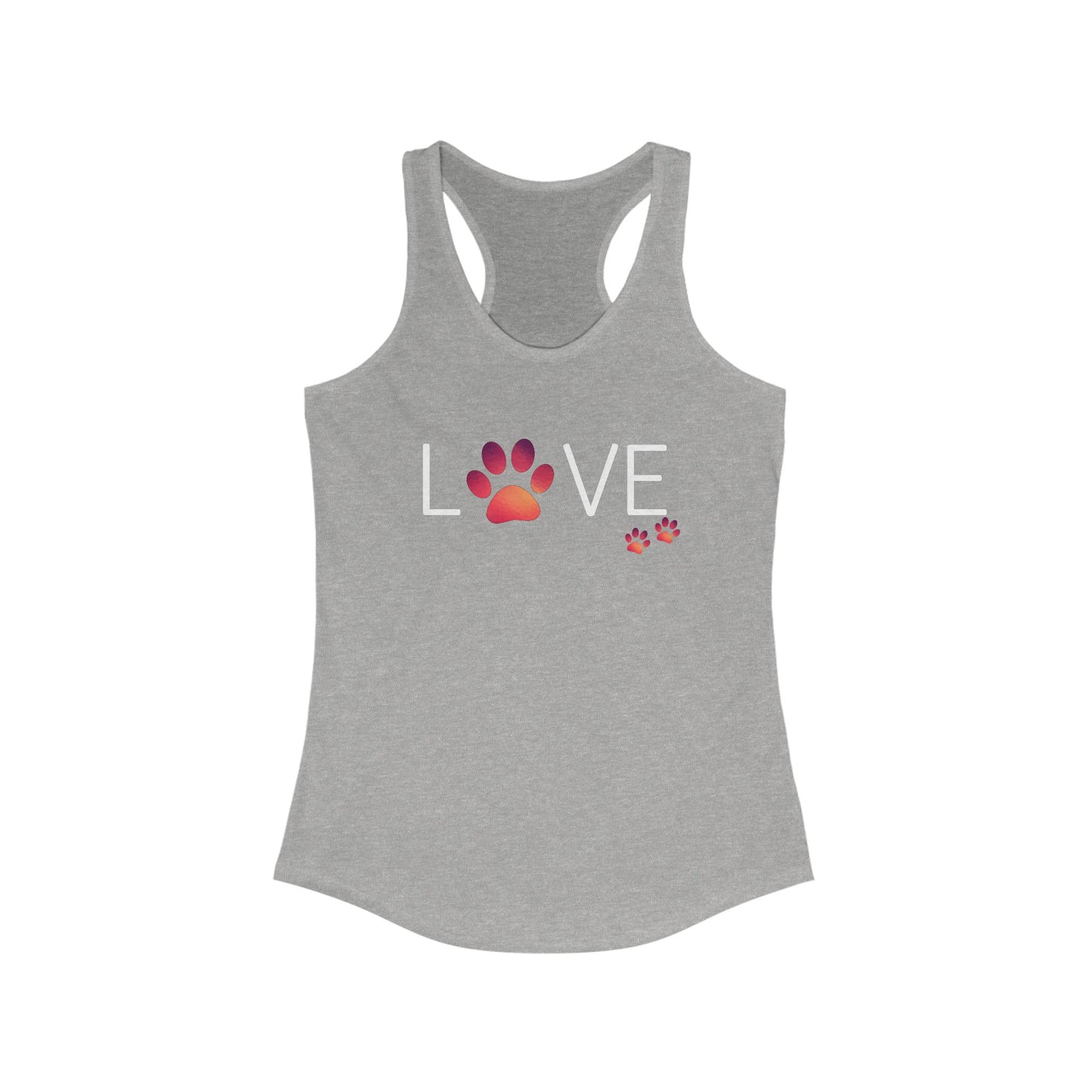 'Love' Paw Print Women's Ideal Racerback Tank - Perfect for Animal Lovers
