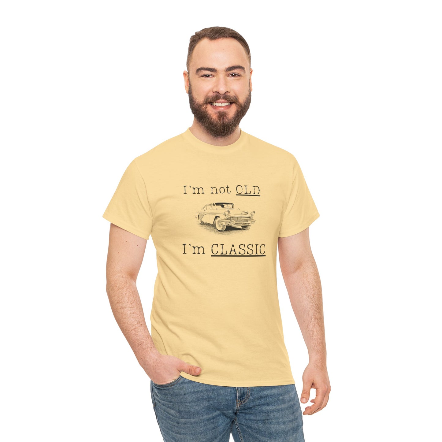 Vintage Car Classic Tee - "I'm Not OLD I'm CLASSIC" Unisex Heavy Cotton T-Shirt